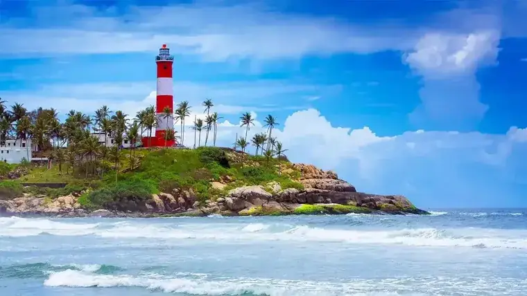 Kovalam Lighthouse Beach on the romantic Kerala tour